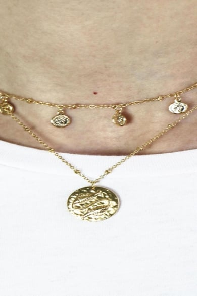 Necklace Cute Coin Color dorado Cobre h5 Imagen2
